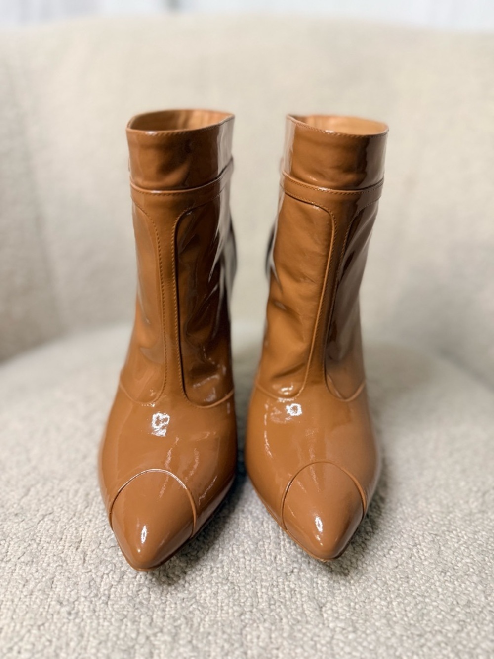 Maison Martin Margiela Caramel Patent Leather Stiletto Booties - US 6 (36.5) - Picture 4 of 6